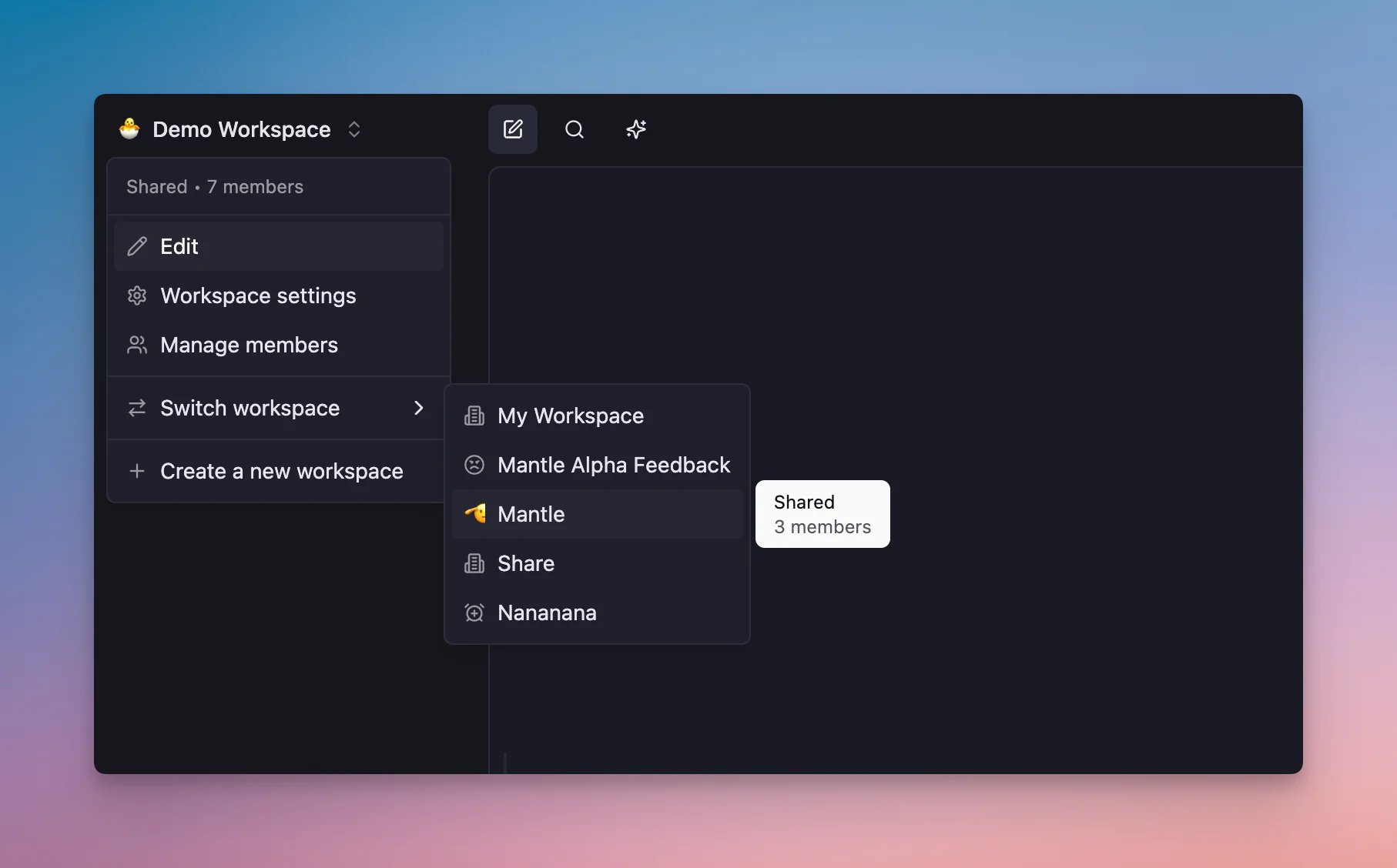 Enhanced workspace visibility with member count and shared status