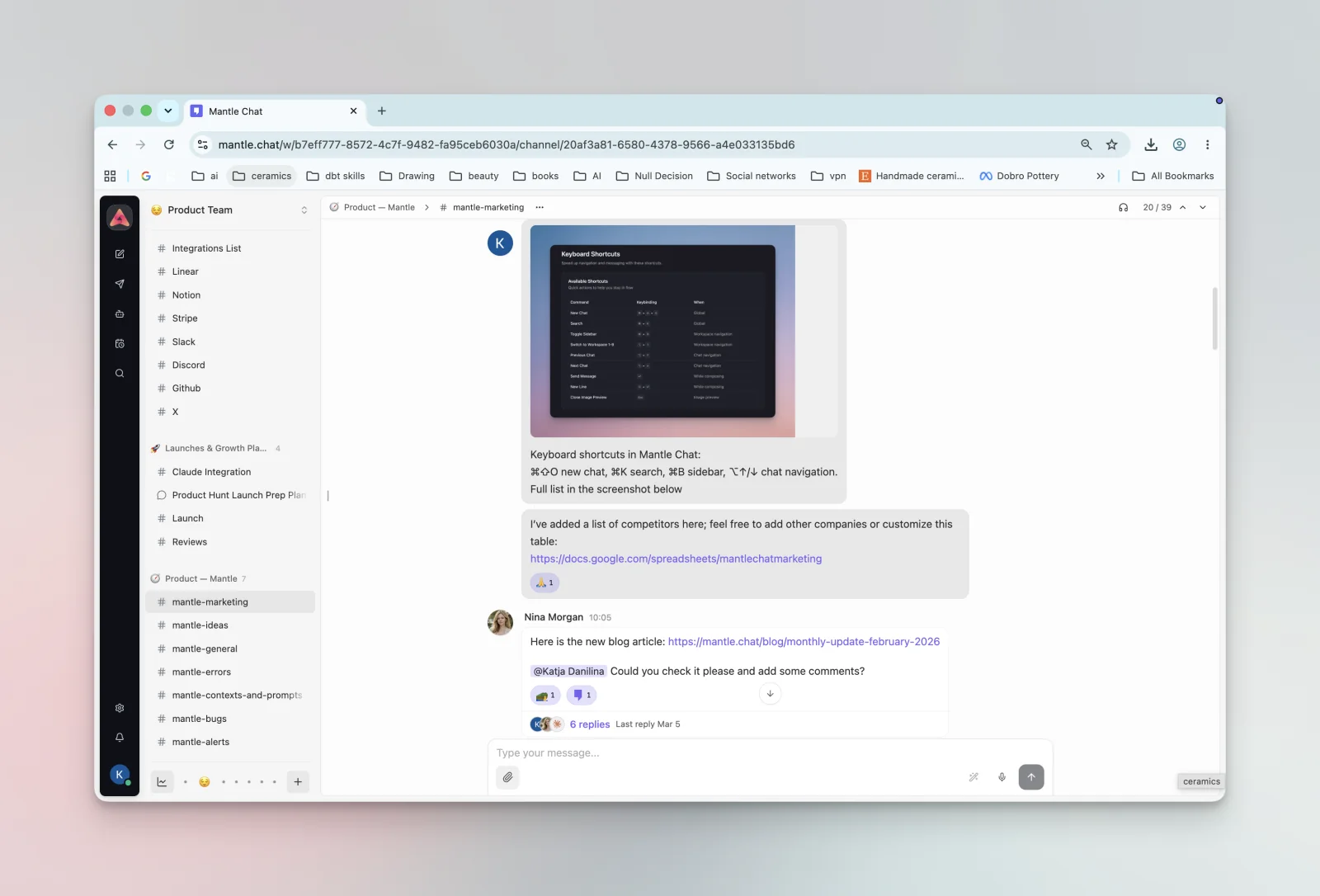 Mantle Chat interface showing ChatGPT, Claude, and Gemini available in one workspace