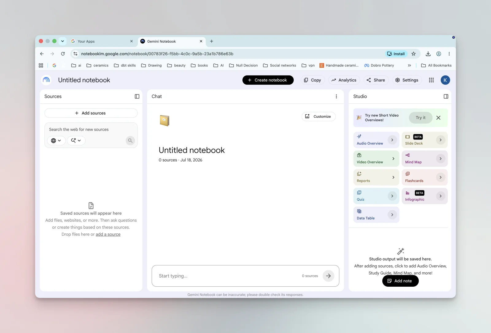 NotebookLM interface