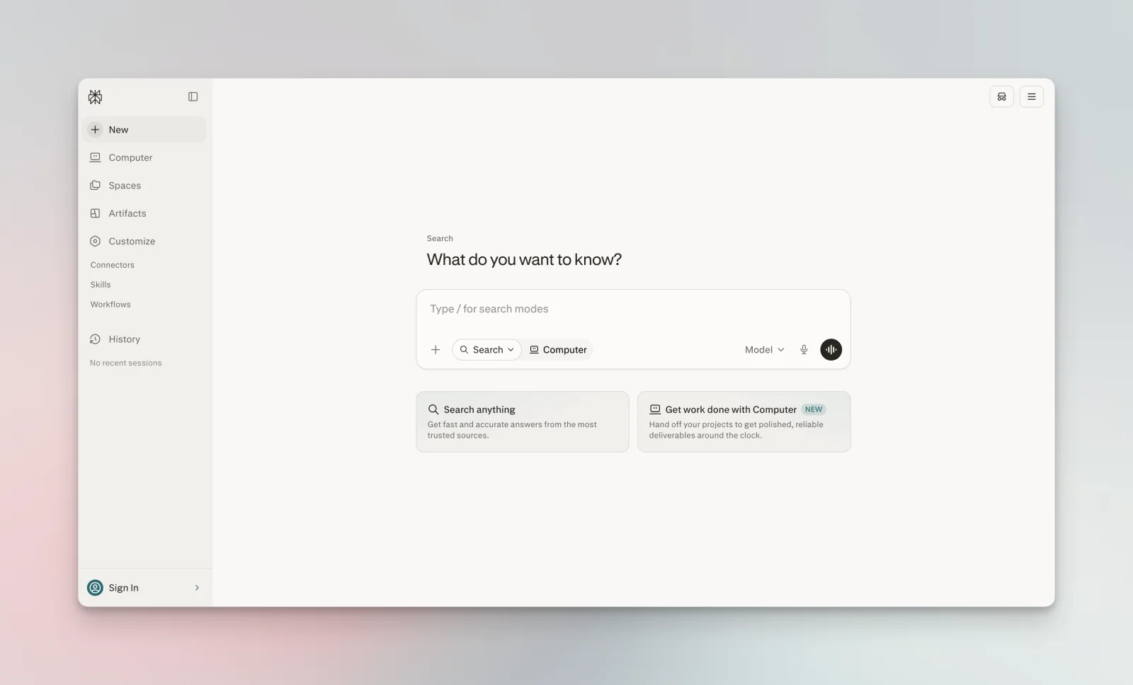 Perplexity interface