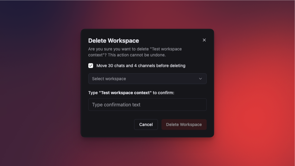 Workspace Deletion Confirmation