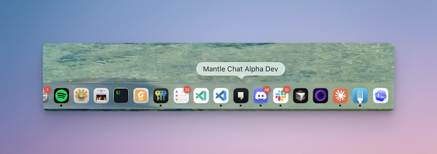Mantle Chat Desktop app in the macOS Dock