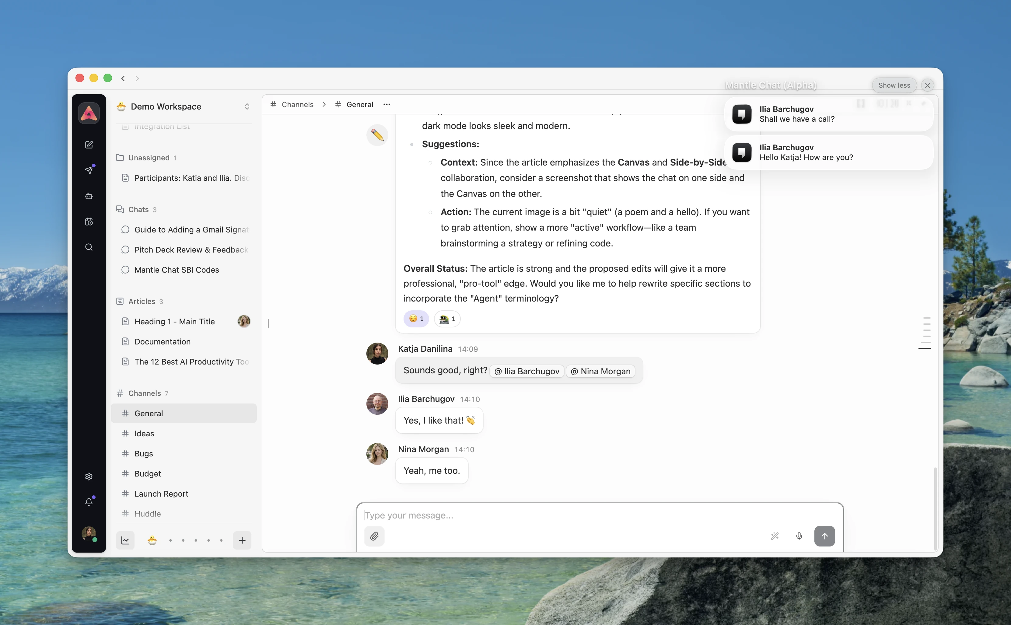 Mantle Chat desktop notifications