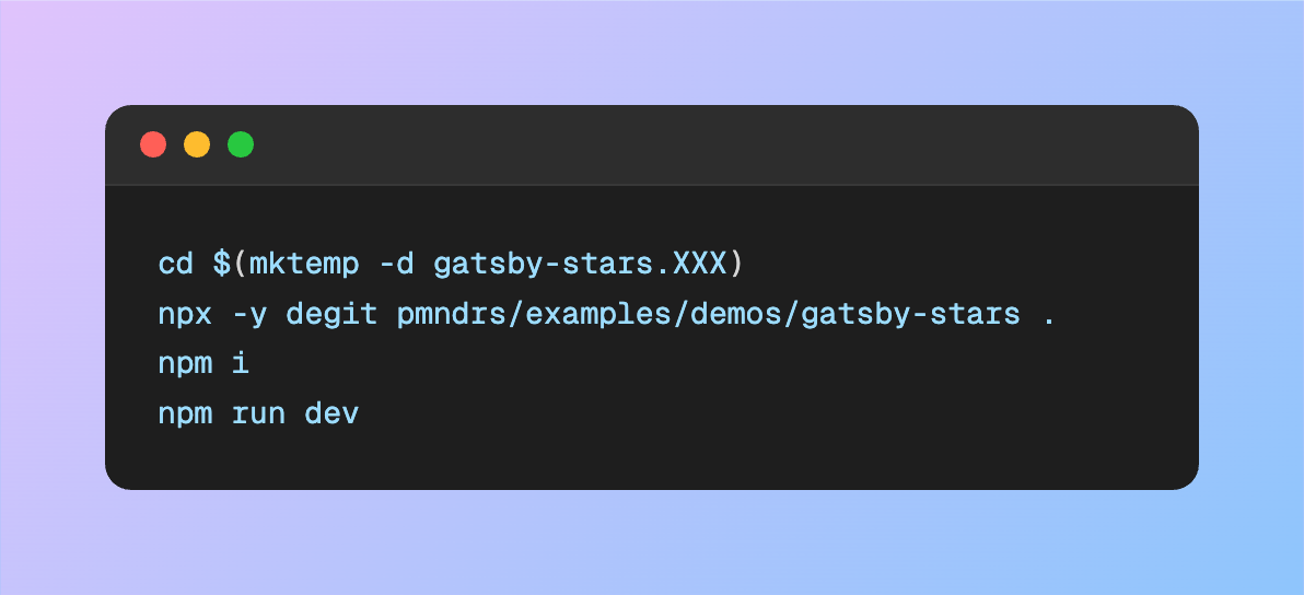 Code snippet for starfield implementation