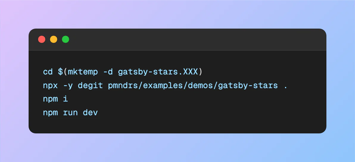 Code snippet for starfield implementation