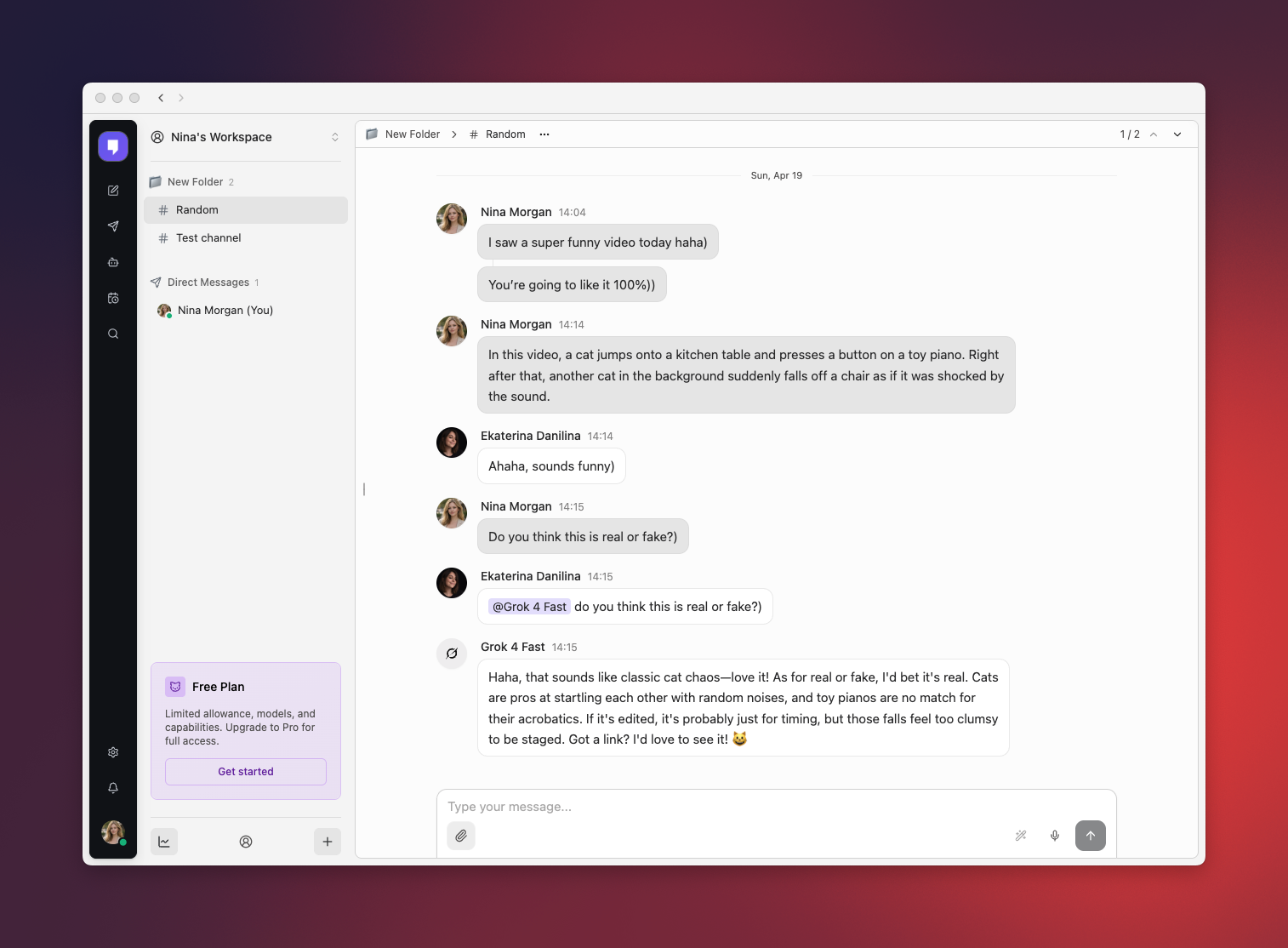 Mantle Chat Desktop channel conversation