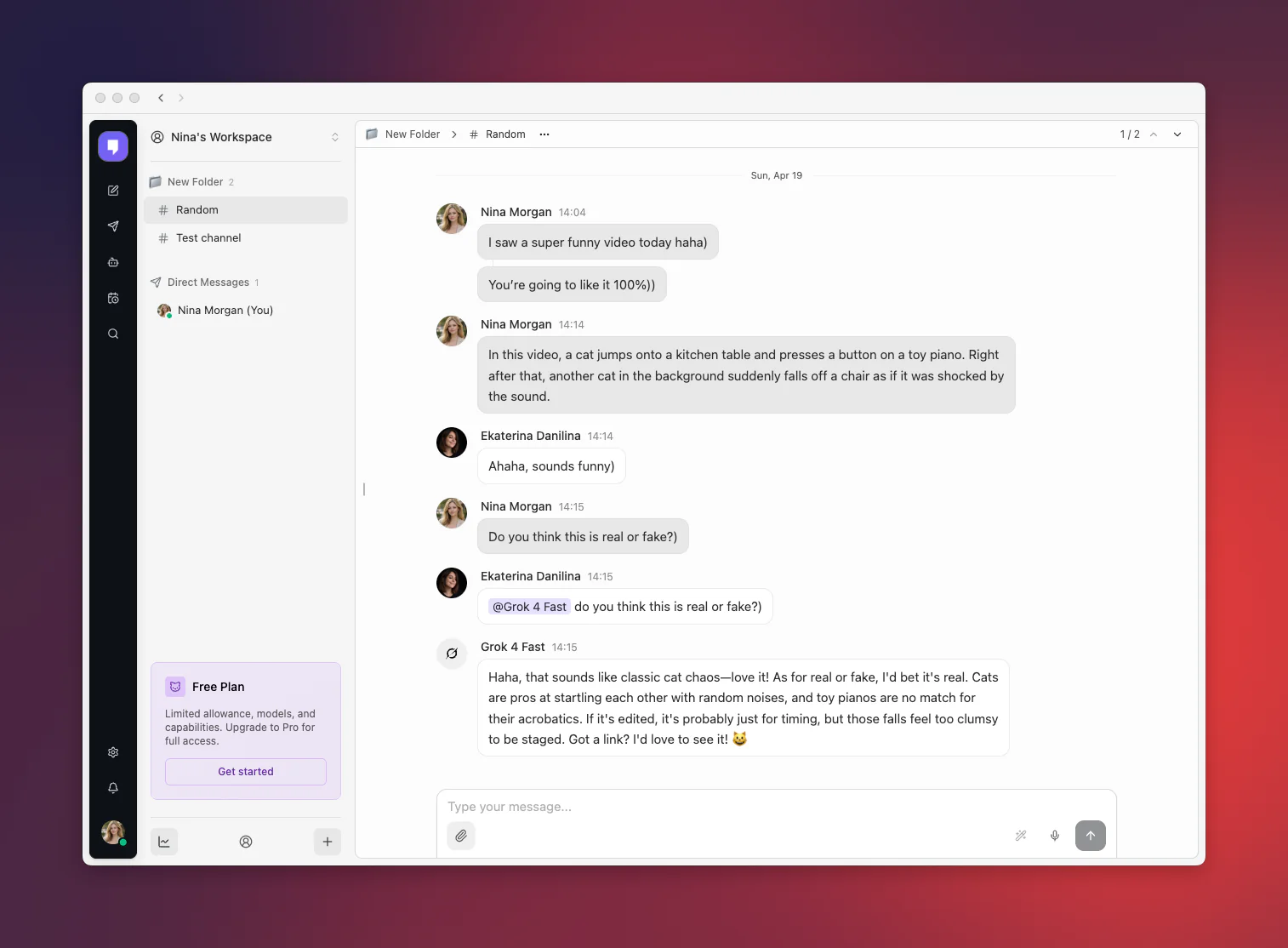 Mantle Chat Desktop channel conversation
